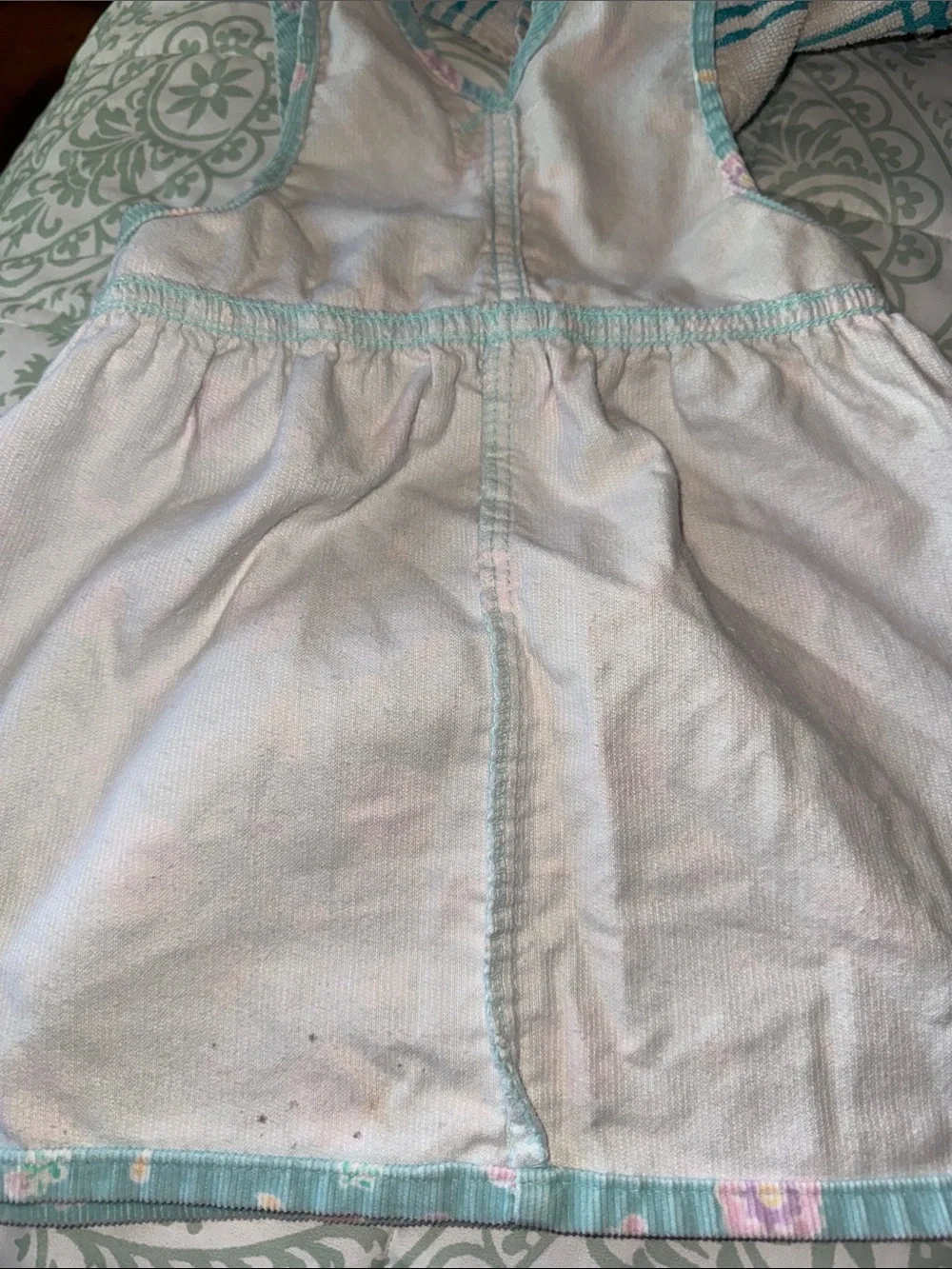 Vintage OshKosh B'gosh Mint Blue Floral Corduroy Overall Dress